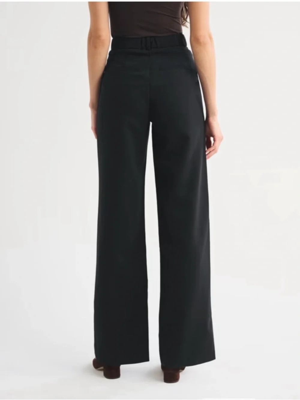 Abercrombie & Fitch Black High-Rise Wide-Leg Trousers - Picture 3 of 6
